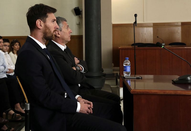 Barcelona's Leo Messi and Jorge Messi